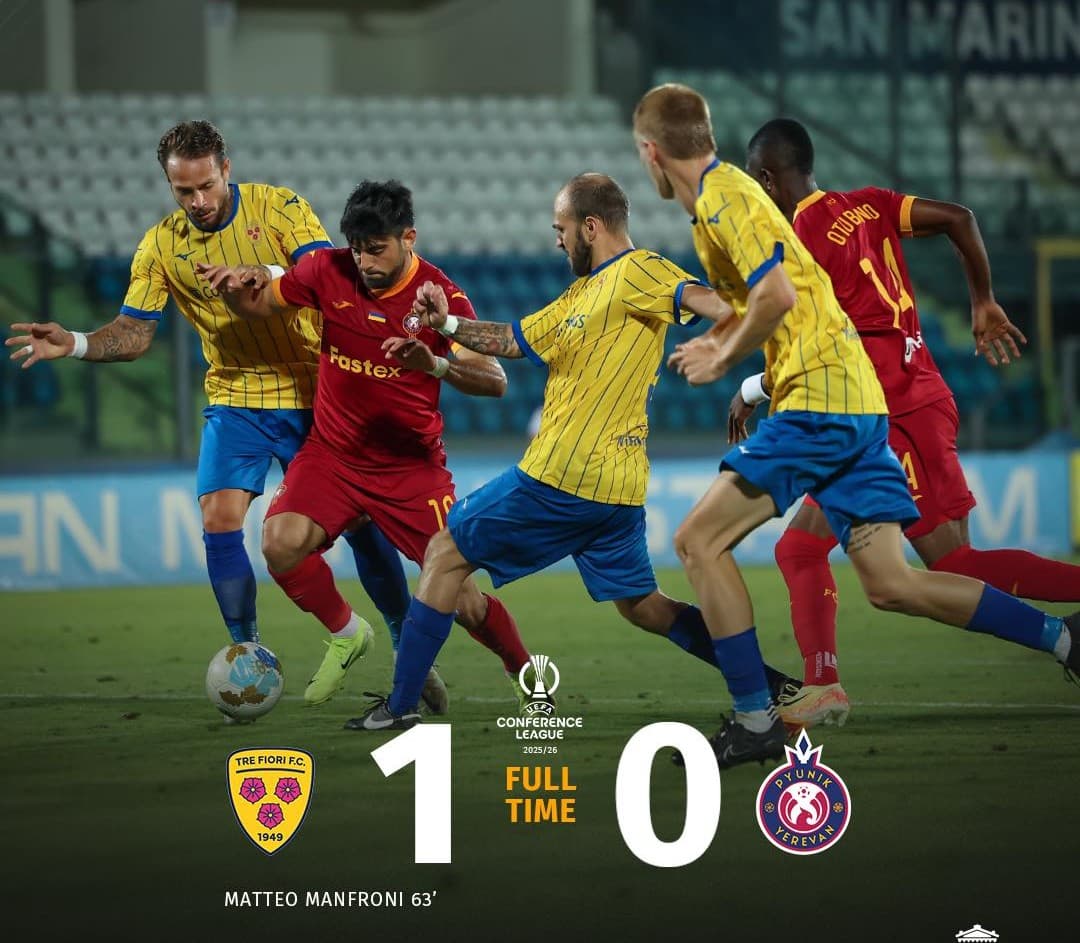 UEFA Conference League : Pyunik Yerevan s&rsquo;incline (0-1) face à Tre Fiori (Saint-Marin) lors du premier tour aller des qualifications
