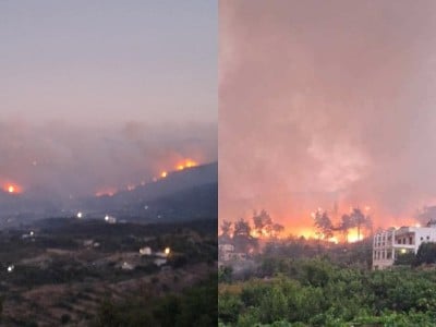 L&rsquo;incendie qui fait rage à Lattaquié au nord-ouest de la Syrie a atteint le premier village de Kessab, une ville peuplée d&rsquo;Arméniens à la frontière turco-syrienne