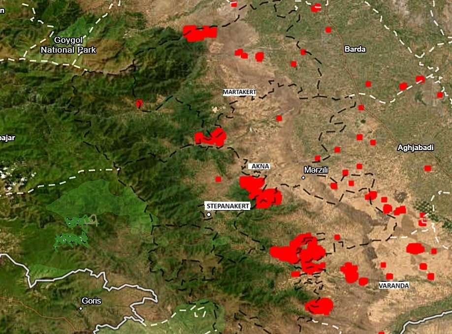 Le site historique de Tigranakert, et complexe monastique d&rsquo;Amaras sont dans la zone d&rsquo;incendie qui ravage l&rsquo;Artsakh occupé