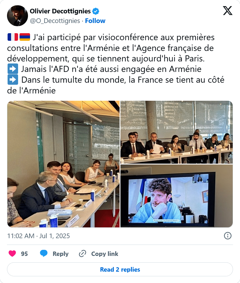 O. Decottignies : Les premières consultations entre l&rsquo;Arménie et l&rsquo;Agence française de développement
