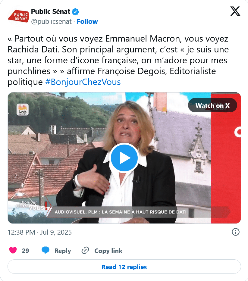 F. Degoist : Partout où vous voyez Emmanuel Macron, vous voyez Rachida Dati