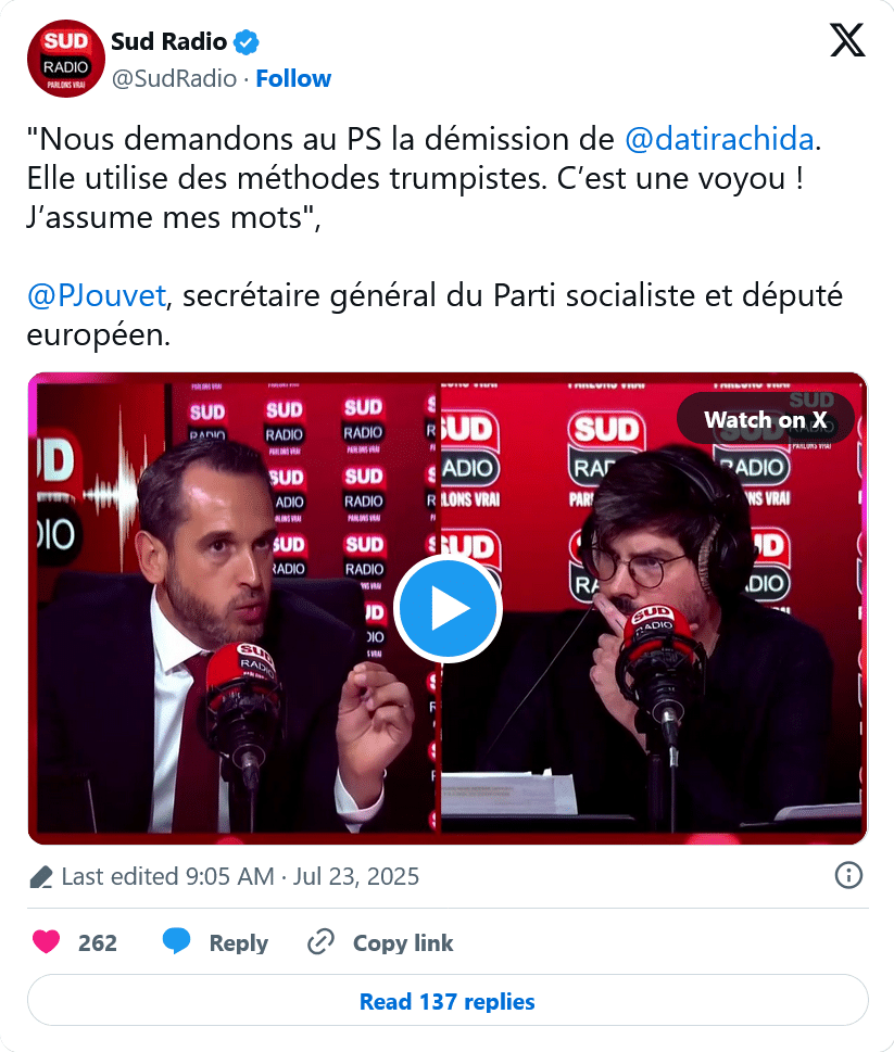 Sud Radio : Nous demandons au PS la démission de @datirachida
