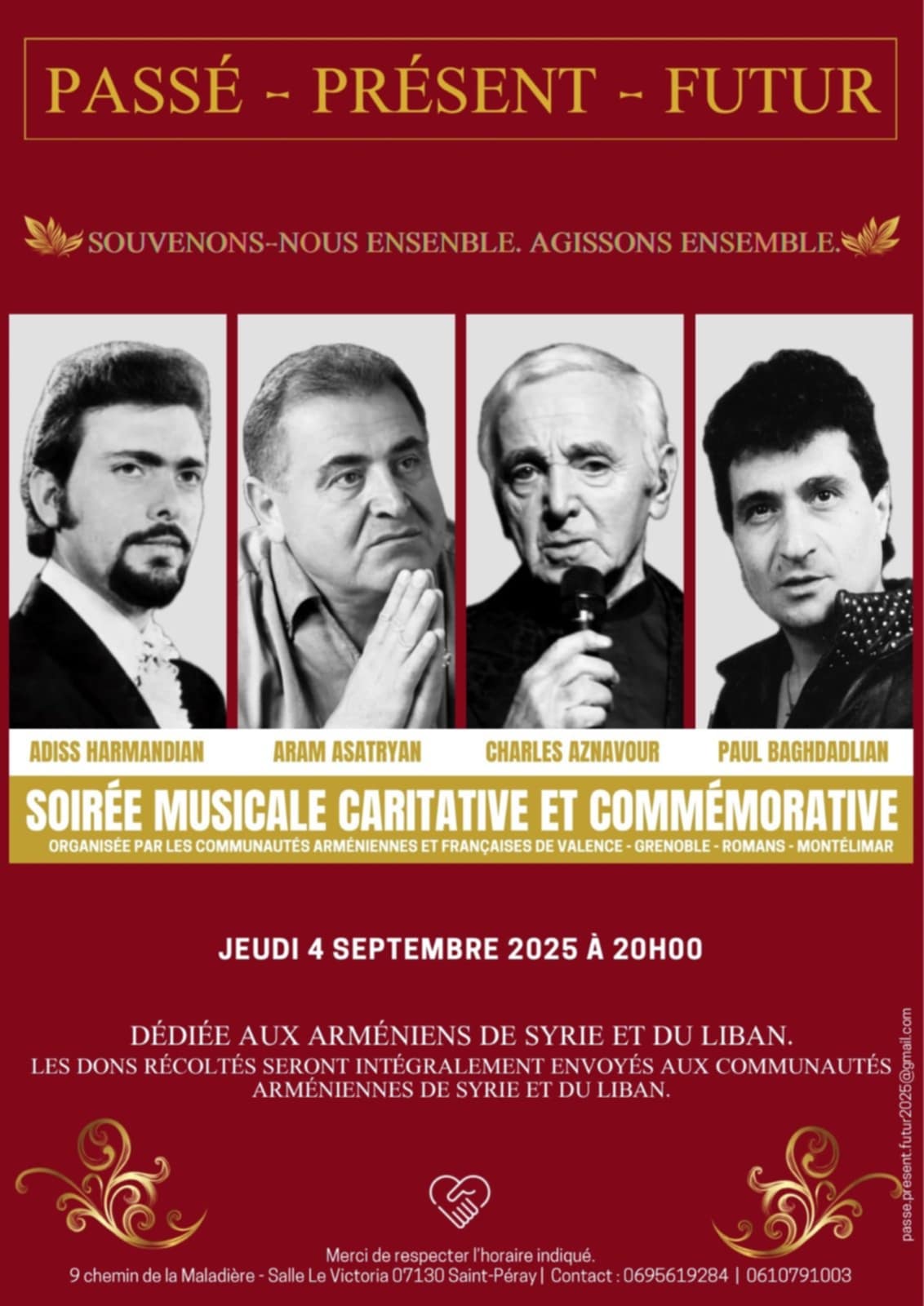 A Valence et région, une soirée en solidarité avec les Arméniens de Syrie et du Liban est organisée le jeudi 4 septembre à la Salle Le Victoria (Saint-Péray)