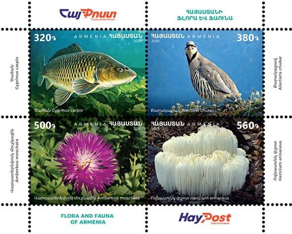 La poste d’Arménie a émis quatre timbres-poste dans la série « Flore et Faune d’Arménie »