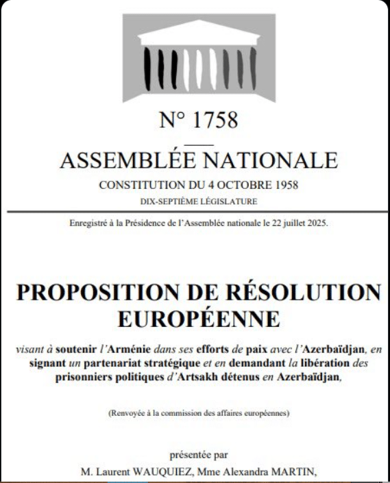 Alexandra Martin : Avec  @laurentwauquiez , nous avons déposé une résolution européenne pour soutenir l’Arménie dans sa quête de paix et de justice  face à l’Azerbaïdjian.