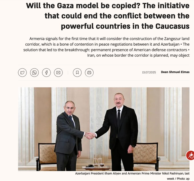 Lindsey Snell : Les médias israéliens se réjouissent que les États-Unis puissent s&rsquo;inspirer du « modèle Gaza » pour gouverner le corridor de Zangezur.