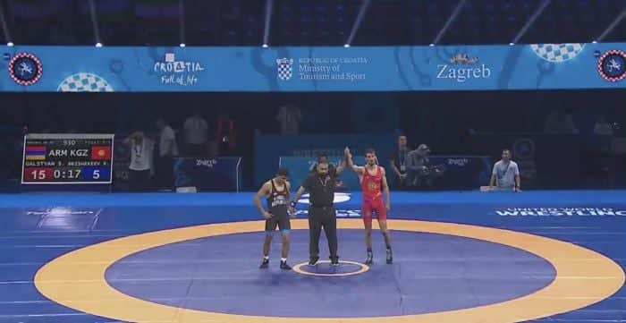 Slavik Galstyan (Arménie) est devenu à Zagreb double médaillé de bronze aux Championnats du monde de lutte gréco-romaine des 67 kg