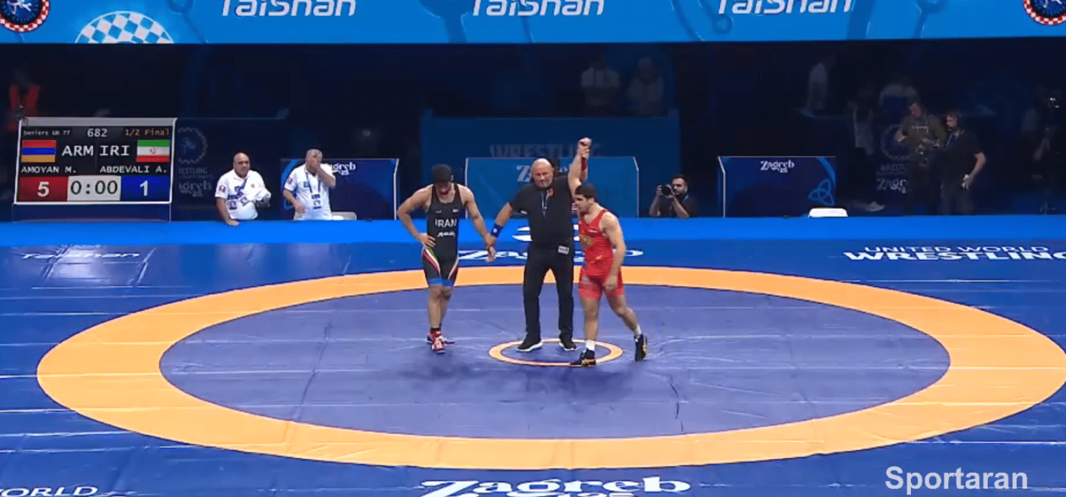 Malkhas Amoyan (Arménie) est en finale des Championnats du monde de lutte géco-romaine à Zagreb