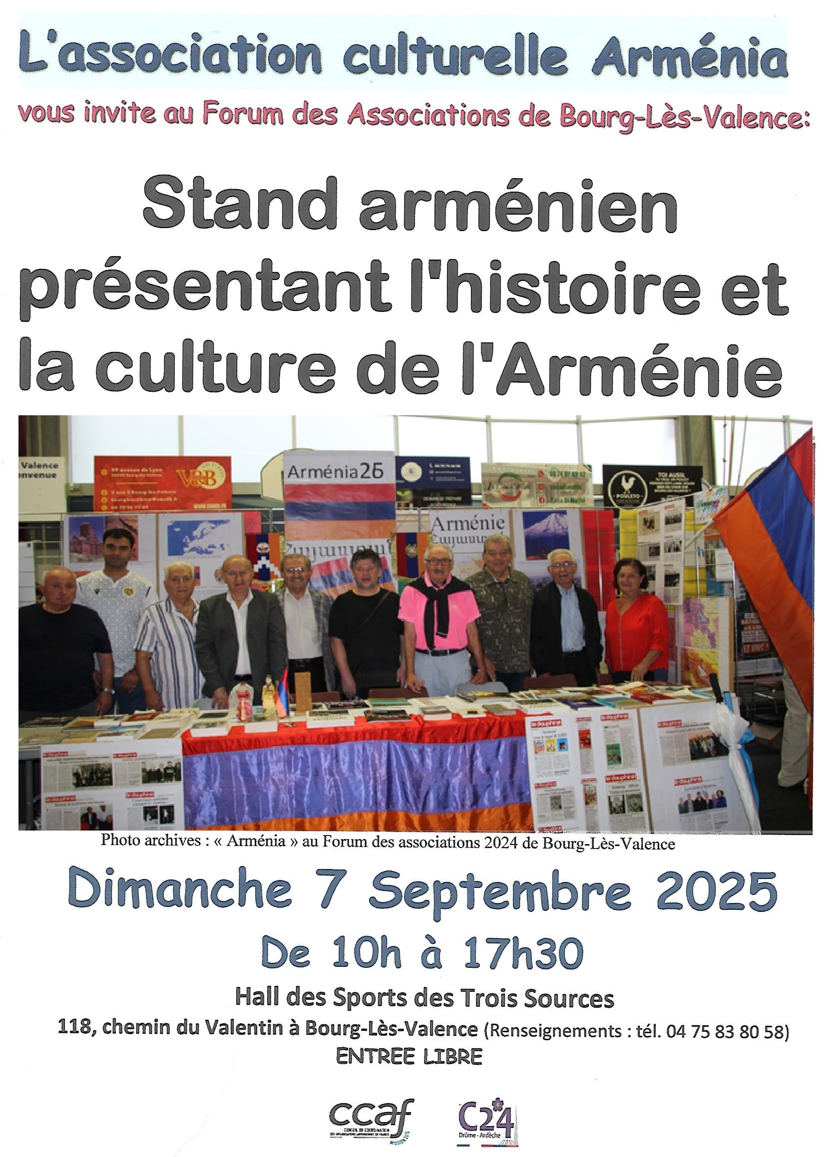 « Arménia » débutera sa 31e saison par un stand arménien ce dimanche 7 septembre lors du Forum des associations 2025 de Bourg-Lès-Valence