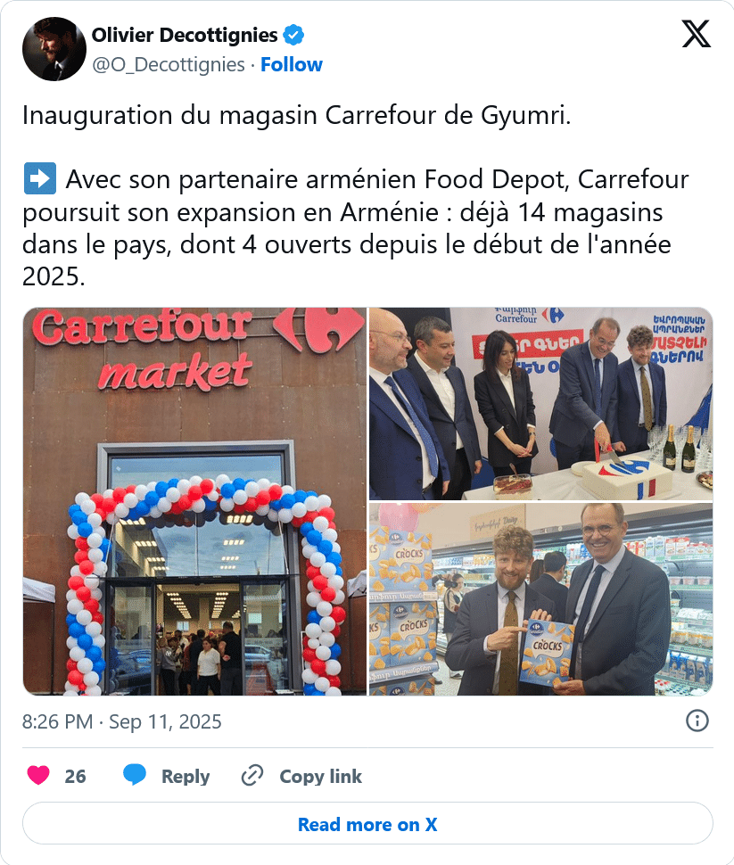O. Decottignies : Inauguration du magasin Carrefour de Gyumri