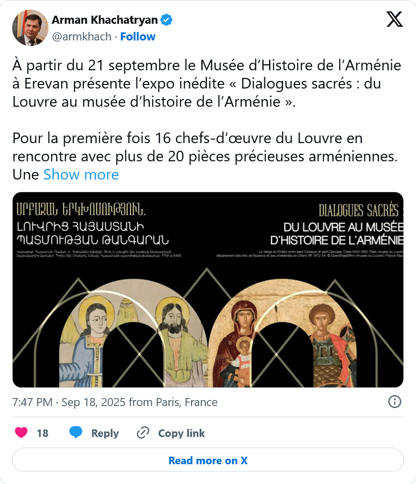 A. Khachatryan : l’expo inédite « Dialogues sacrés : du Louvre au musée d’histoire de l’Arménie