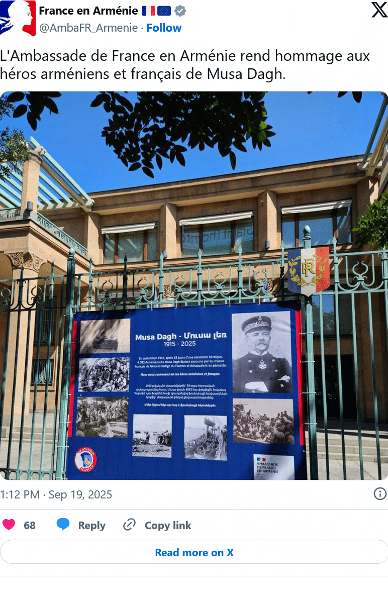 Ambassade de France en Arménie : hommage