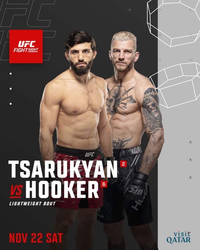 En UFC Arman Tsarukyan (Arménie) affrontera Dan Hooker (Nouvelle-Zélande) le 22 novembre à Doha (Qatar)
