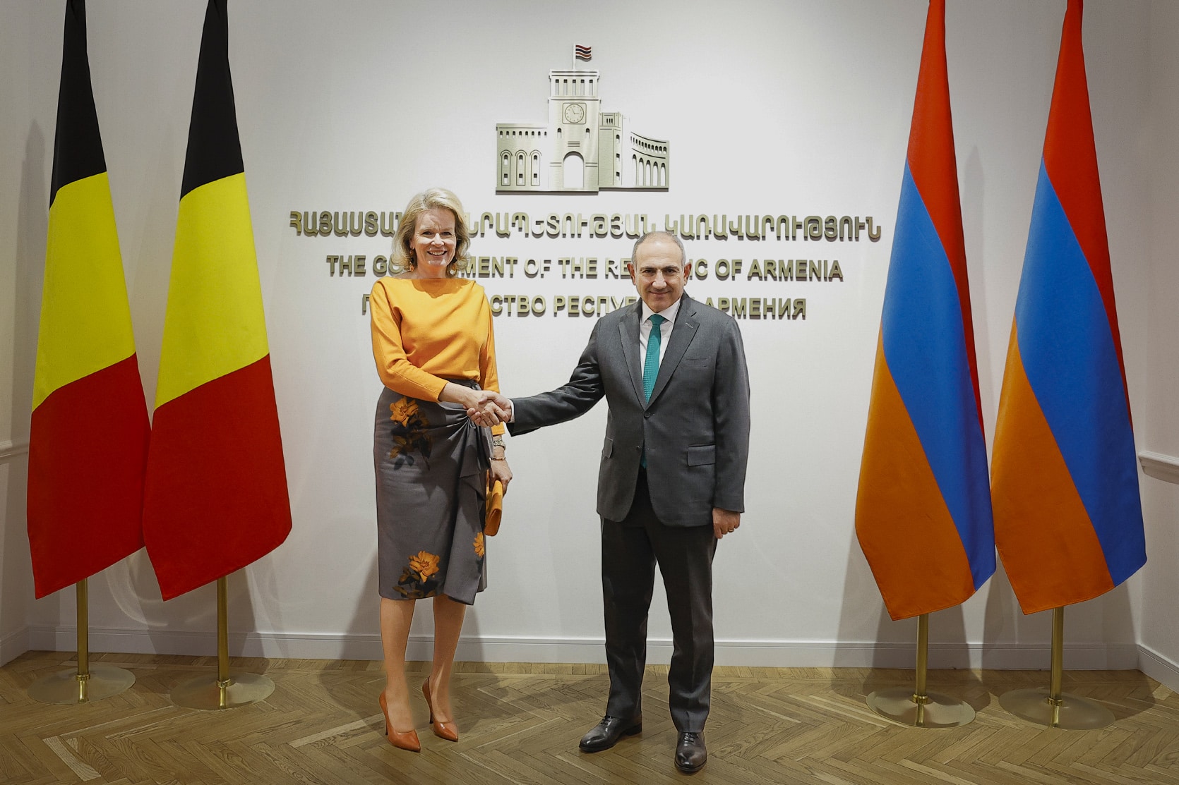 Le Premier ministre arménien Nikol Pachinian a reçu la Reine Mathilde de Belgique en visite de travail en Arménie