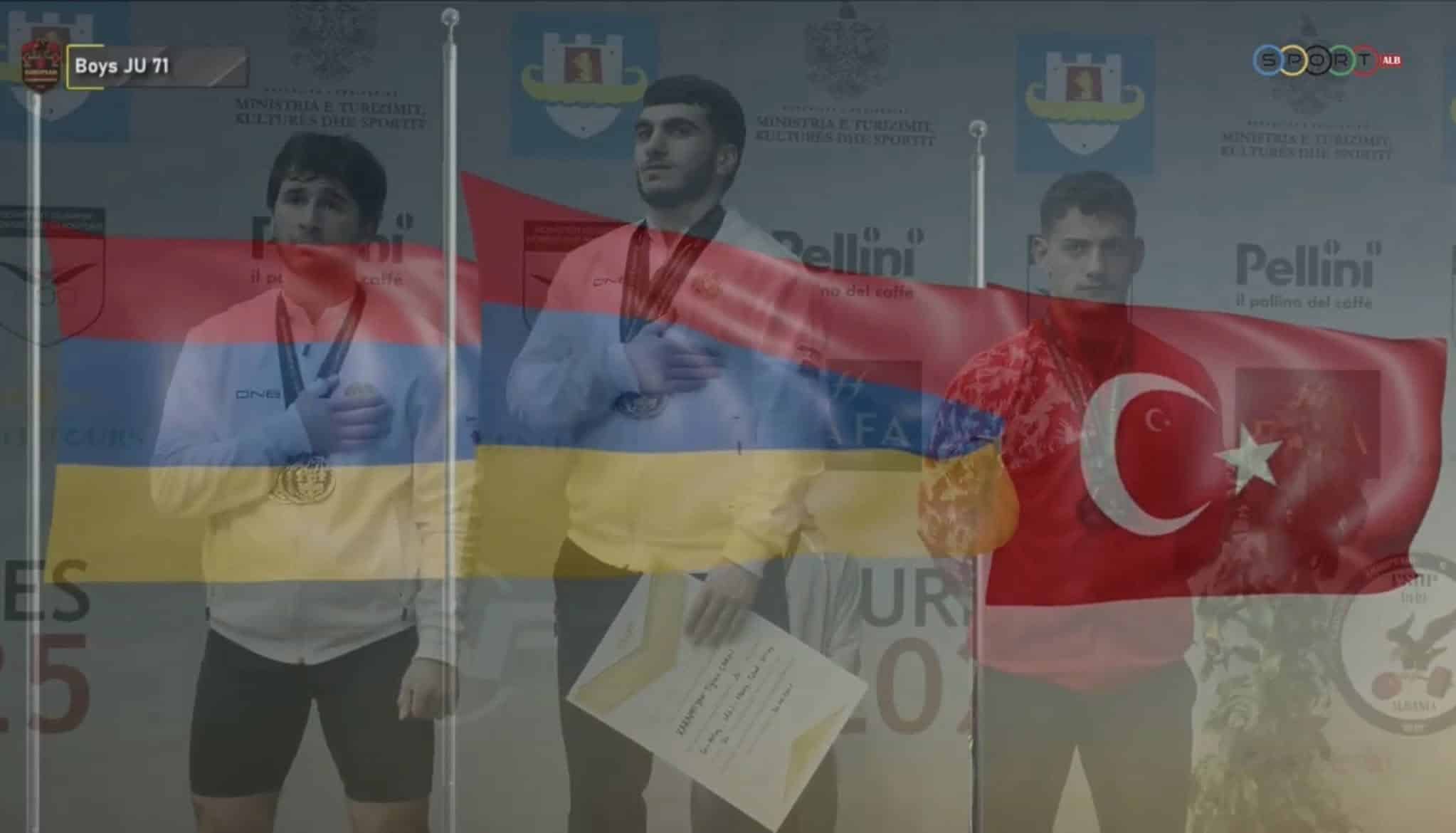 Tigran Karapetyan (Arménie) champion d&rsquo;Europe junior d’haltérophilie des 71 kg à Durrës (Albanie), Narek Grigoryan est vice-champion