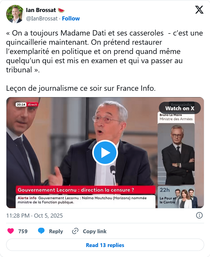 Ian Brossat : On a toujours Madame Dati et ses casseroles