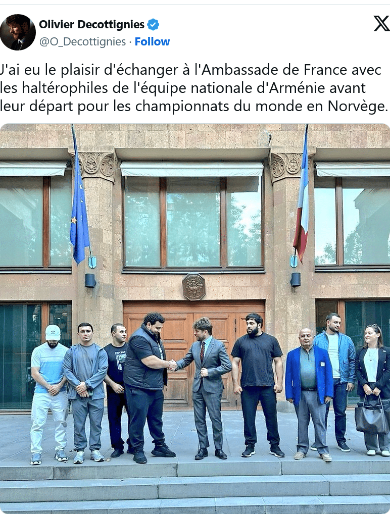 O. Decottignies : échange avec les haltérophiles de l&rsquo;équipe nationale d&rsquo;Arménie