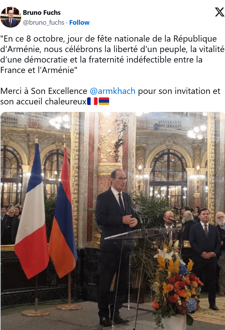Bruno Fuchs : Nous célébrons la démocratie en Arménie