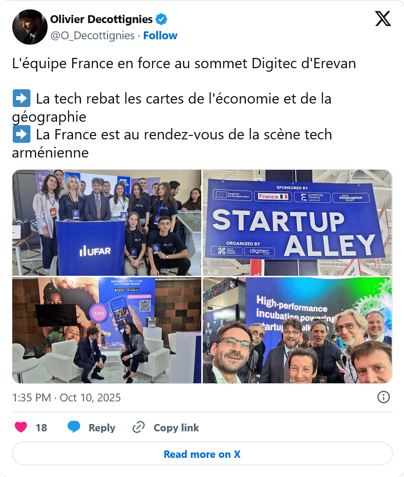 O. Decottignies : L&rsquo;équipe France en force au sommet Digitec d&rsquo;Erevan