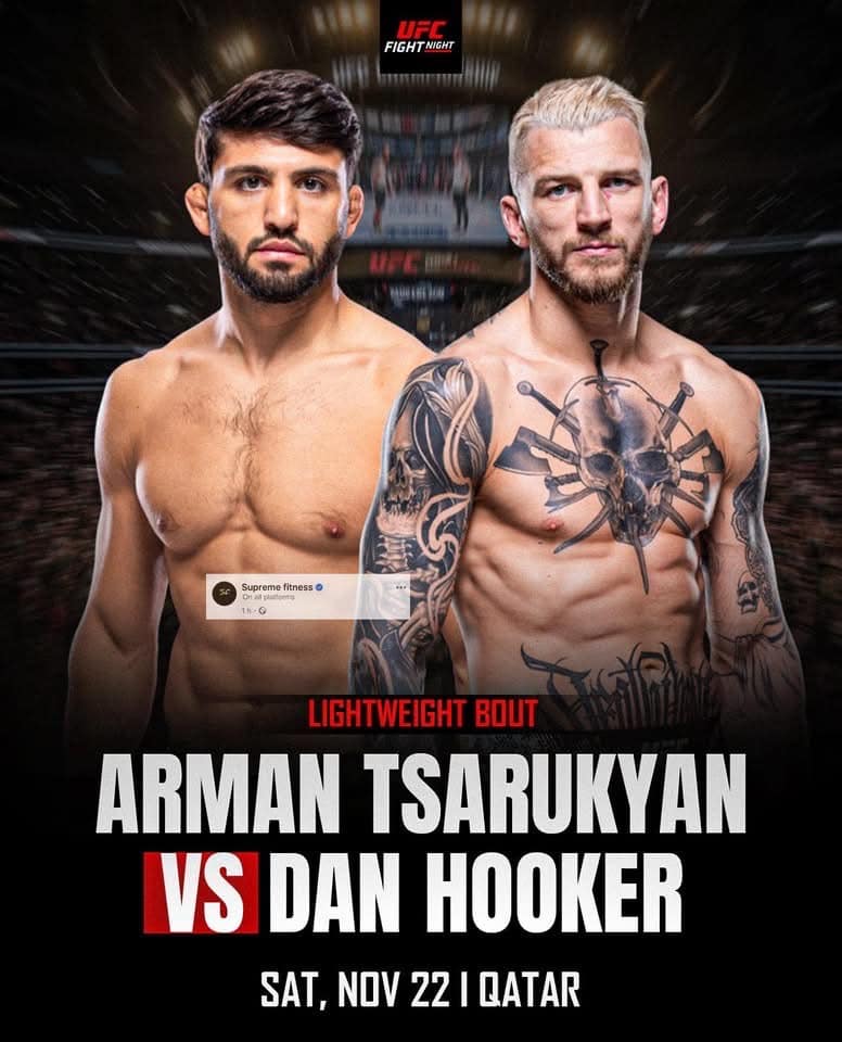 Demain soir à Doha, l’Arménien Arman Tsarukyan numéro un mondial d’UFC poids légers affrontera le Néo-Zélandais Dan Hooker
