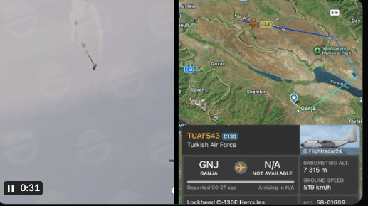 Crash d&rsquo;un avion cargo militaire turc à la frontière entre l&rsquo;Azerbaïdjan et  la Géorgie