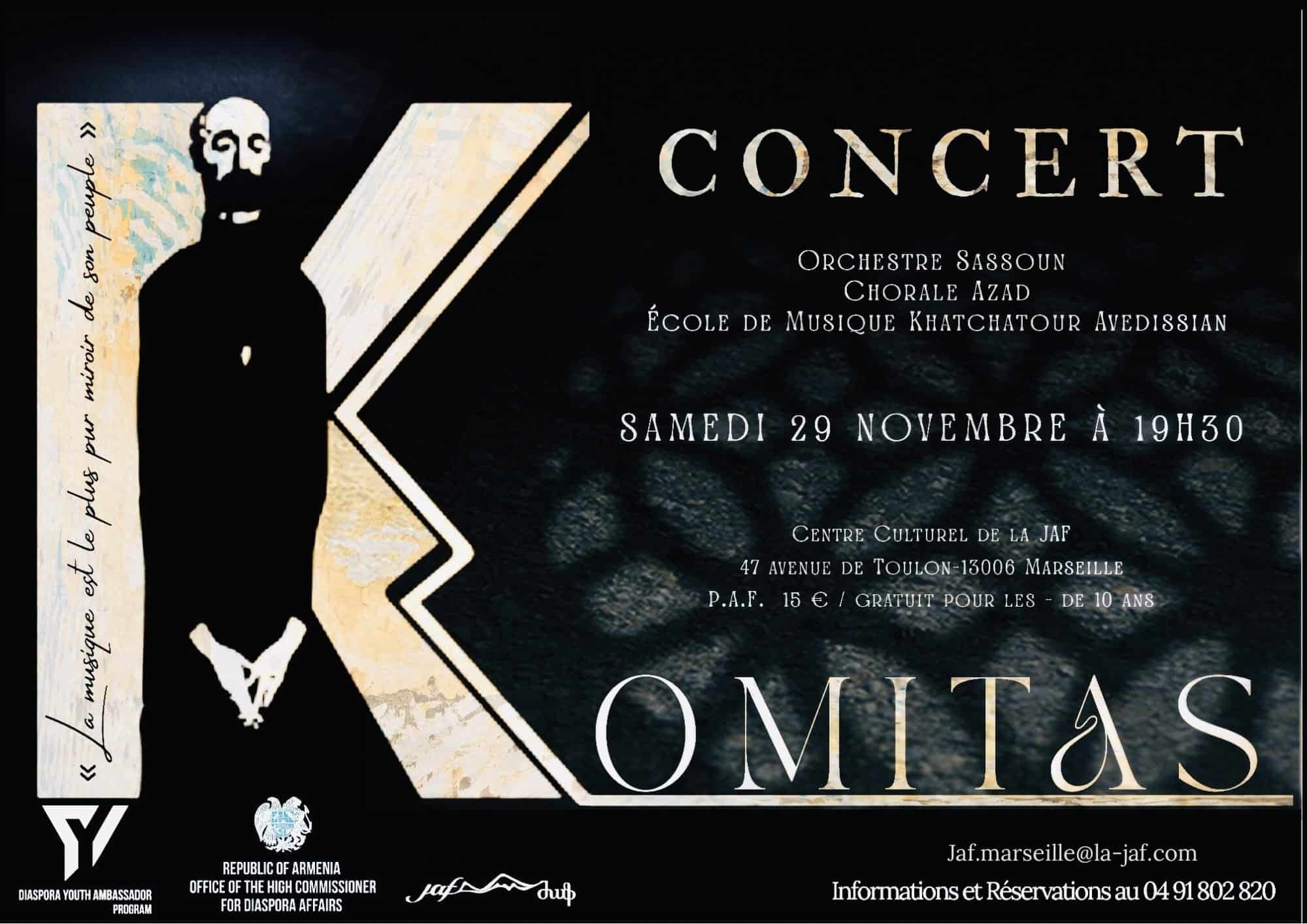 Concert hommage à Komitas le 29 novembre à Marseille