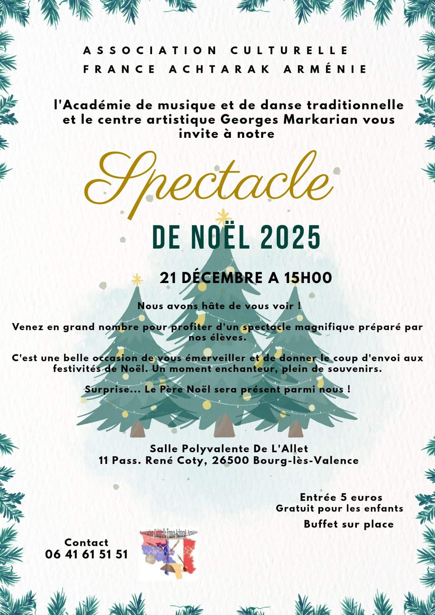 Spectacle de Noël des élèves de l’Académie de musique et danse traditionnelle arménienne du Centre artistique Georges Markarian dimanche 21 décembre à Bourg-lès-Valence