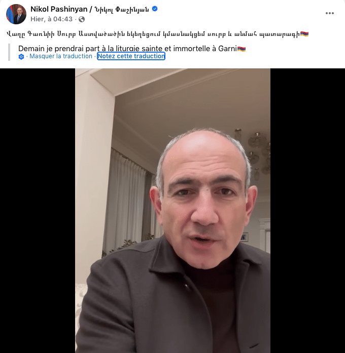 Pachinian continue sa pression sur l’Église apostolique arménienne