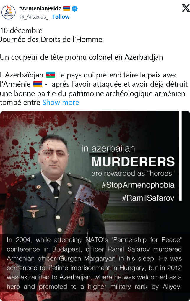 Armenian Pride : Un coupeur de tête promu colonel en Azerbaïdjan