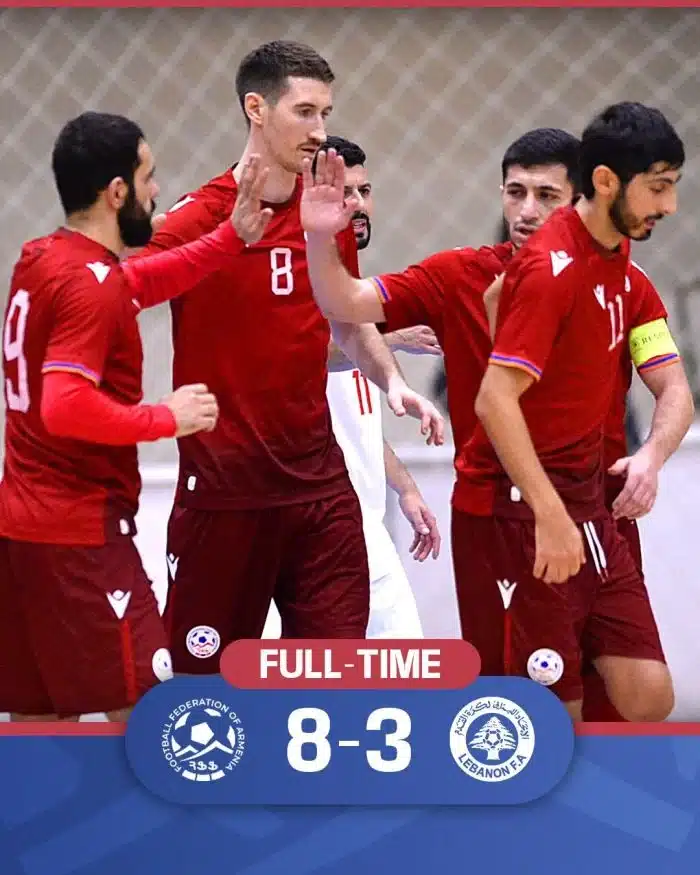 L’Arménie s’impose 8-3 face au Liban en match amical de futsal à Yerevan