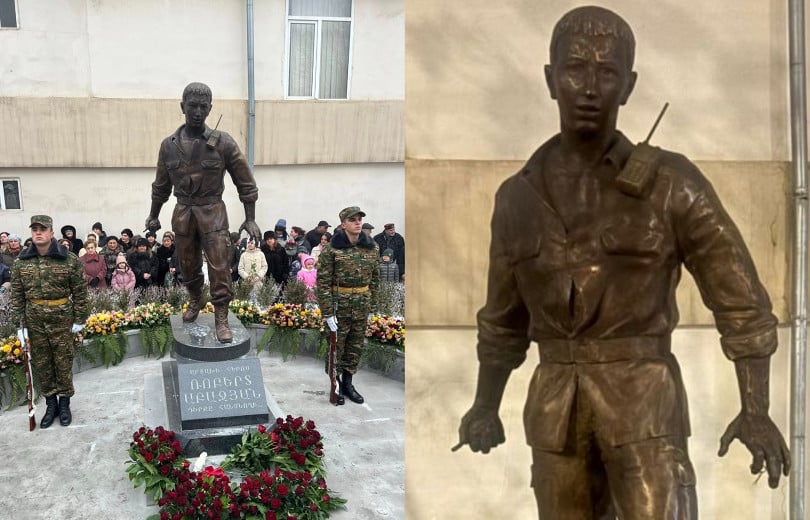 La statue de Robert Abajyan, martyr de la guerre de quatre jours d’avril 2016 au Karabakh, a été dévoilée dans la cour de l&rsquo;école n° 147 à Yerevan qui porte le nom du héros