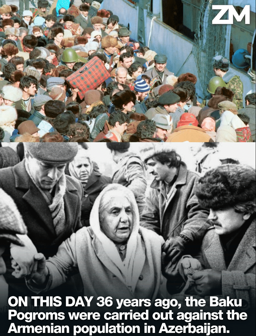 il y a 36 ans, les pogroms de Bakou ont été perpétrés contre la population arménienne en Azerbaïdjan.