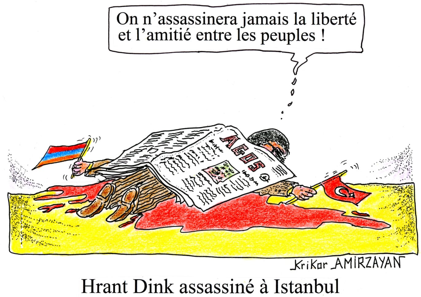 19e anniversaire de l’assassinat du journaliste arménien Hrant Dink devant les locaux de la rédaction d’« Agos » à Istanbul