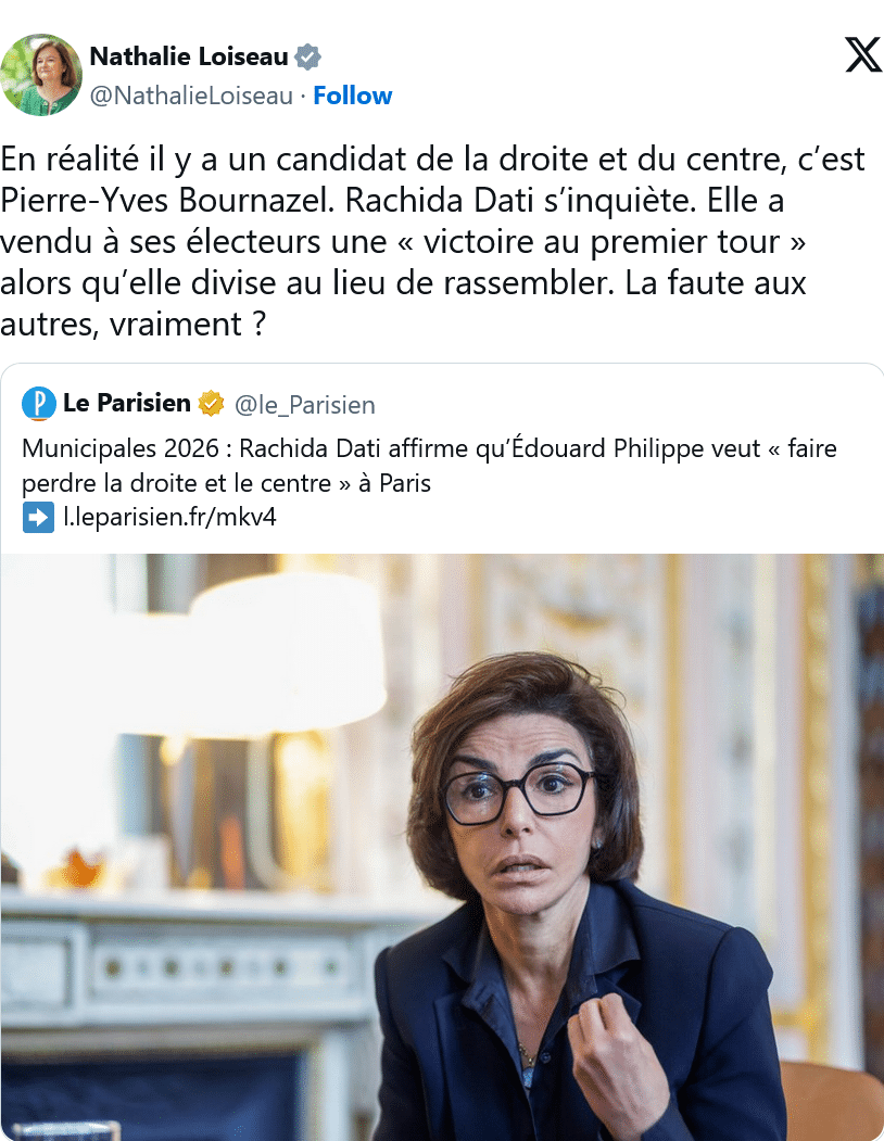 N. Loiseau : il y a un candidat de la droite et du centre, c’est Pierre-Yves Bournazel