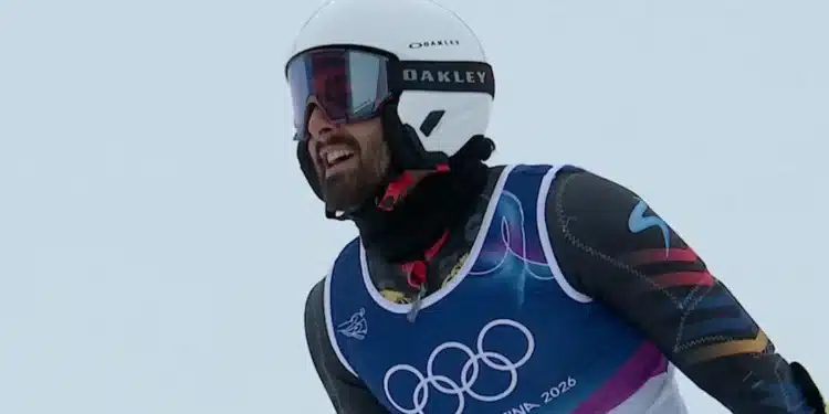 Harutyun Harutyunyan (Arménie) 37e de la première descente est éliminé lors de la deuxième descente du slalom géant aux XXVe Jeux Olympiques de Milan et Cortina d’Ampezzo