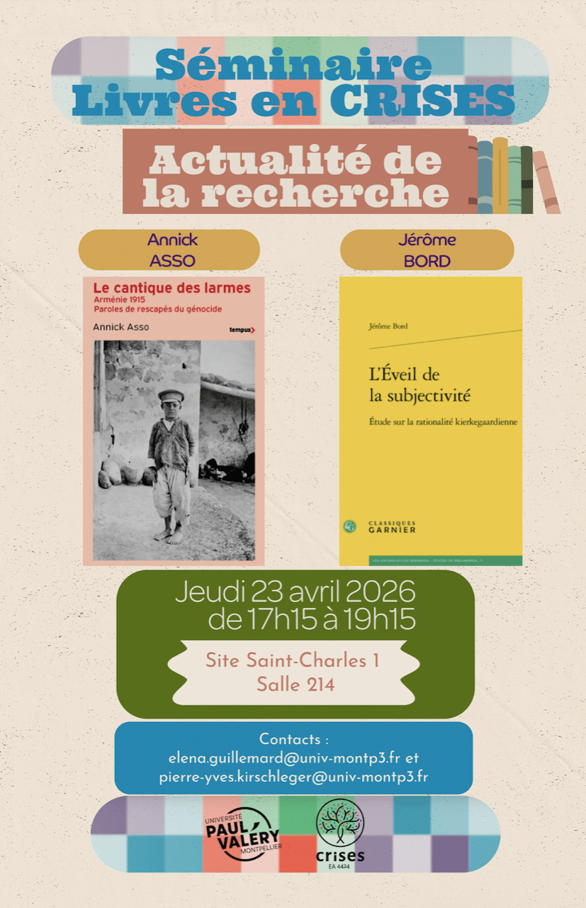 Annick Asso au séminaire « Livres en crises » le 23 avril à Montpellier