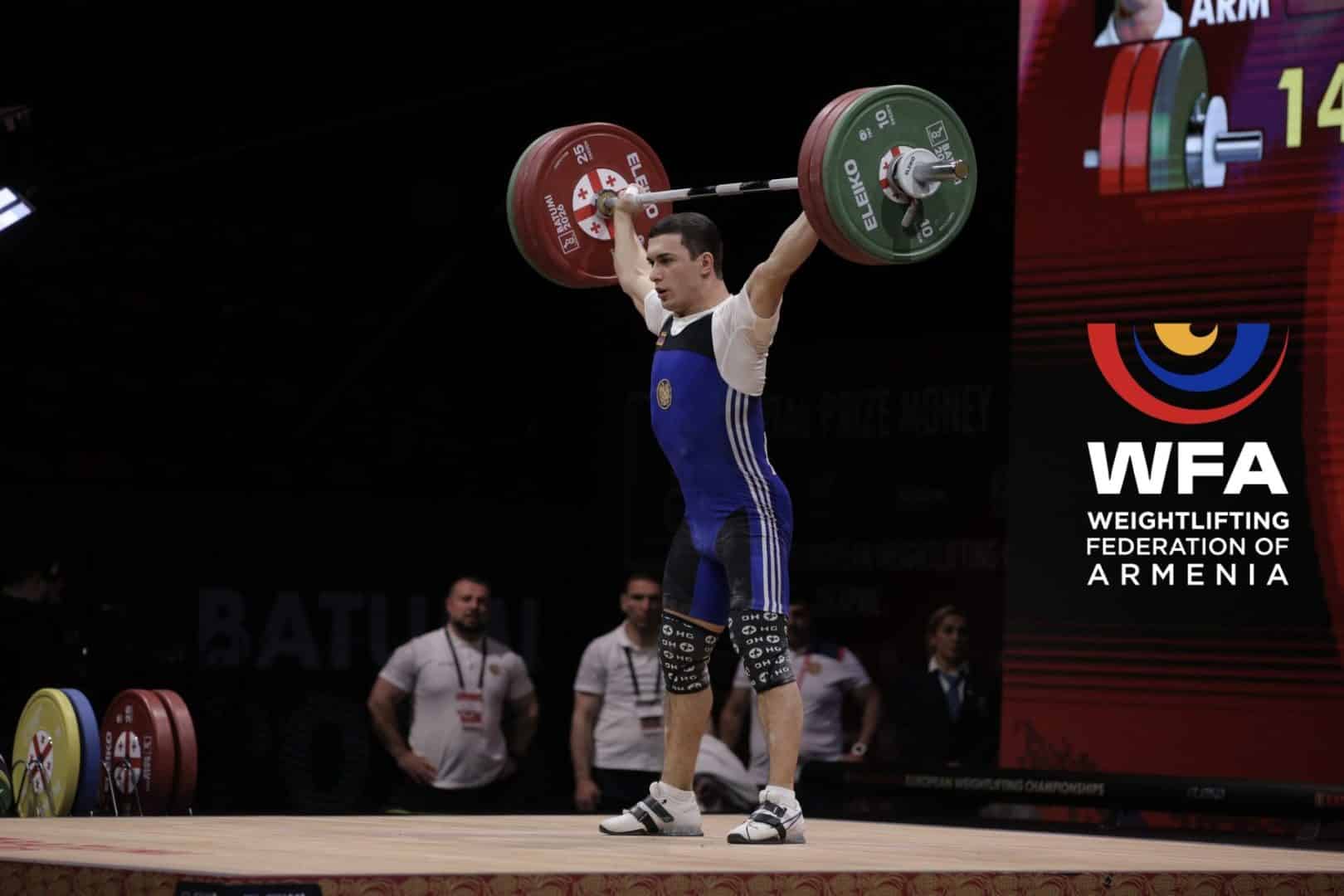 L&rsquo;haltérophile Gor Sahakyan (Arménie) est vice-champion d&rsquo;Europe des 71 kg à Batoumi (Géorgie)