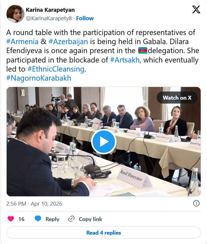 Karina Karapetyan : Dilara Efendiyeva a participé au blocus de l&rsquo;Artsakh