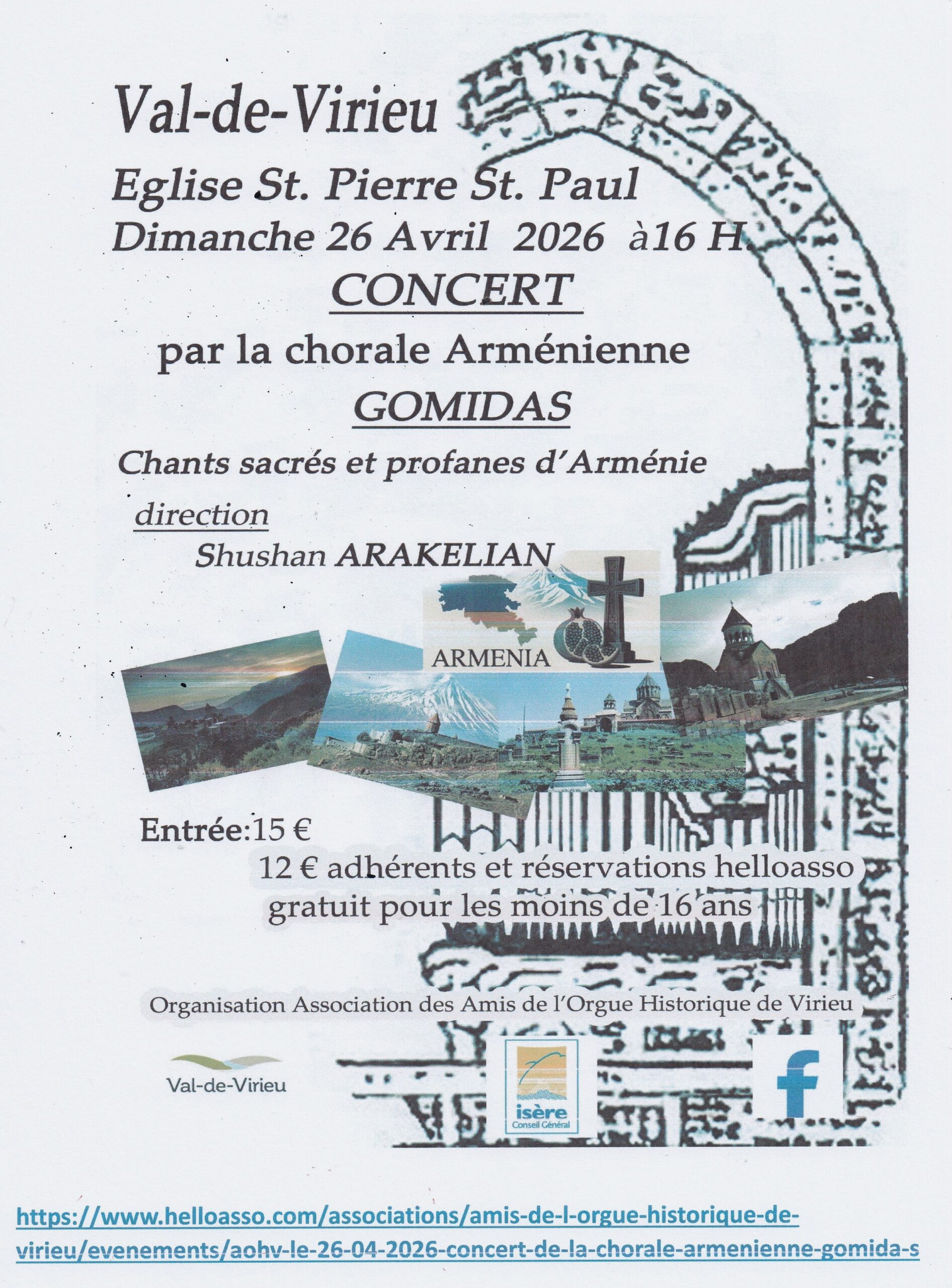 Récital de chants arméniens, sacrés et profanes, le 26 avril à Val-de-Virieu (38)