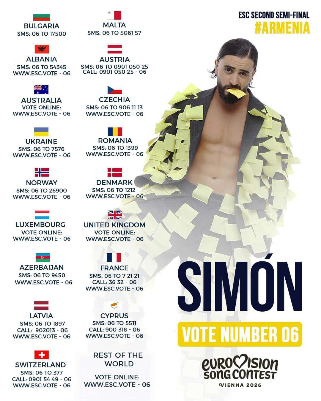 Comment voter pour l&rsquo;Arménie ce jeudi 14 mai lors de la 2e demi-finale de l’Eurovision 2026 ?