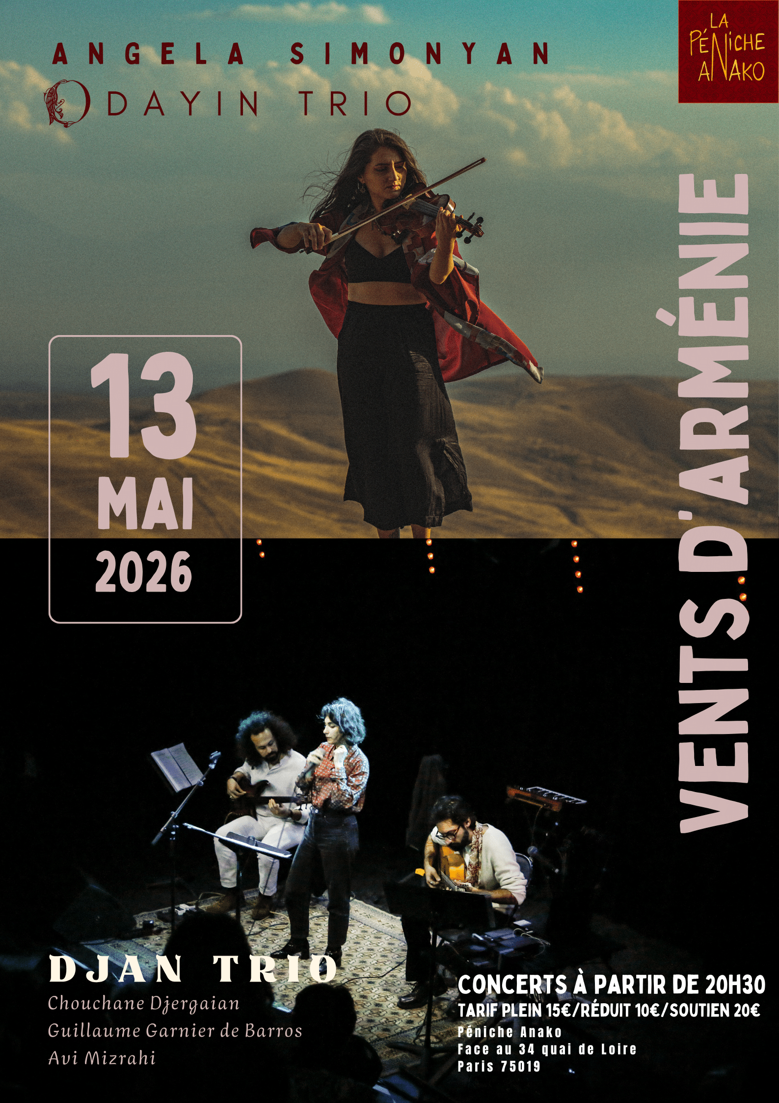 « Vents d&rsquo;Arménie » – Soirée musicale à la péniche Anako le 13 mai