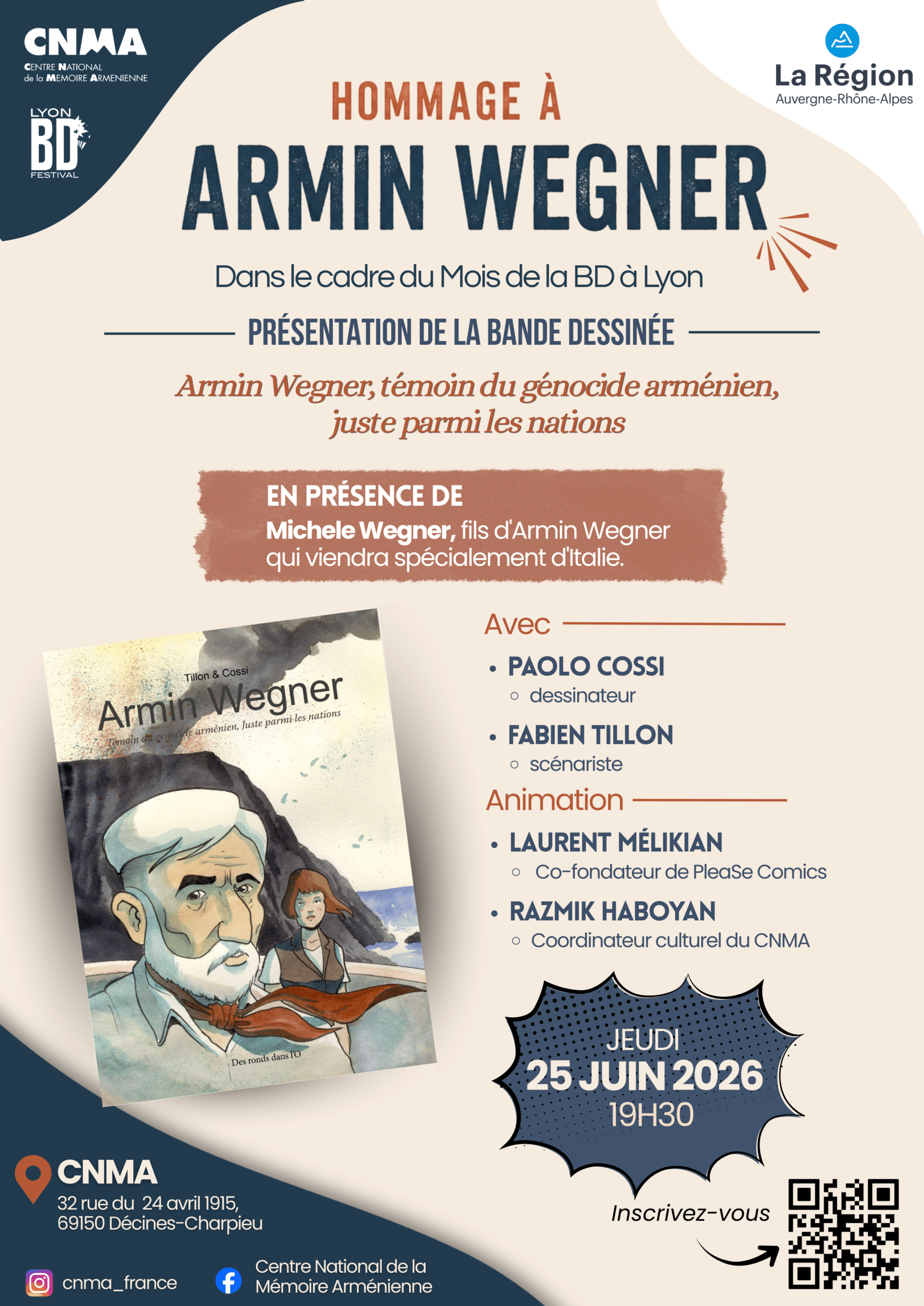 Rencontre avec Armin Wegner le 25 juin au CNMA de Décines Charpieu