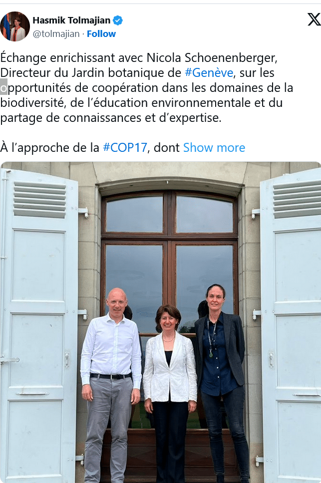 Hasmik Tolmajian : Échange enrichissant avec Nicola Schoenenberger, Directeur du Jardin botanique de #Genève