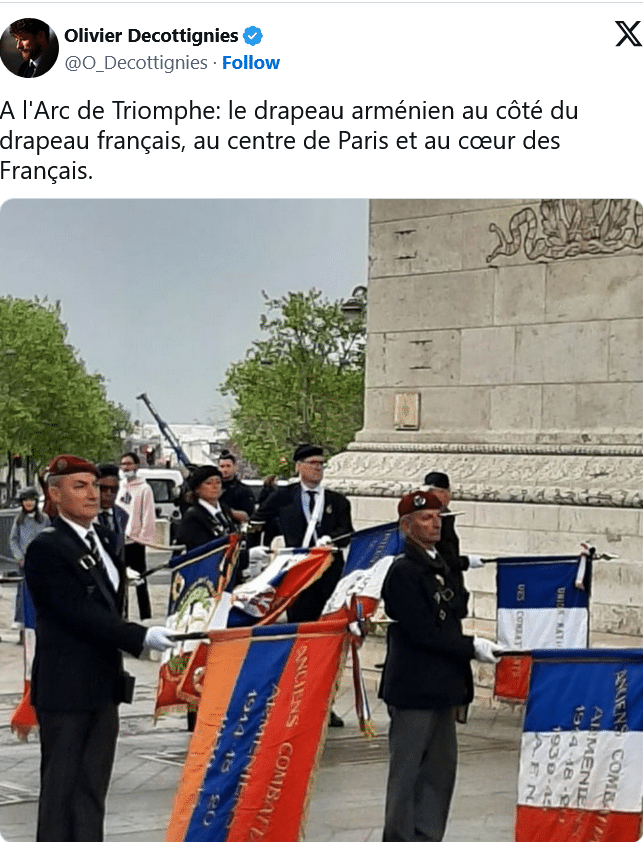 O. Decottignies : A l&rsquo;Arc de Triomphe: le drapeau arménien