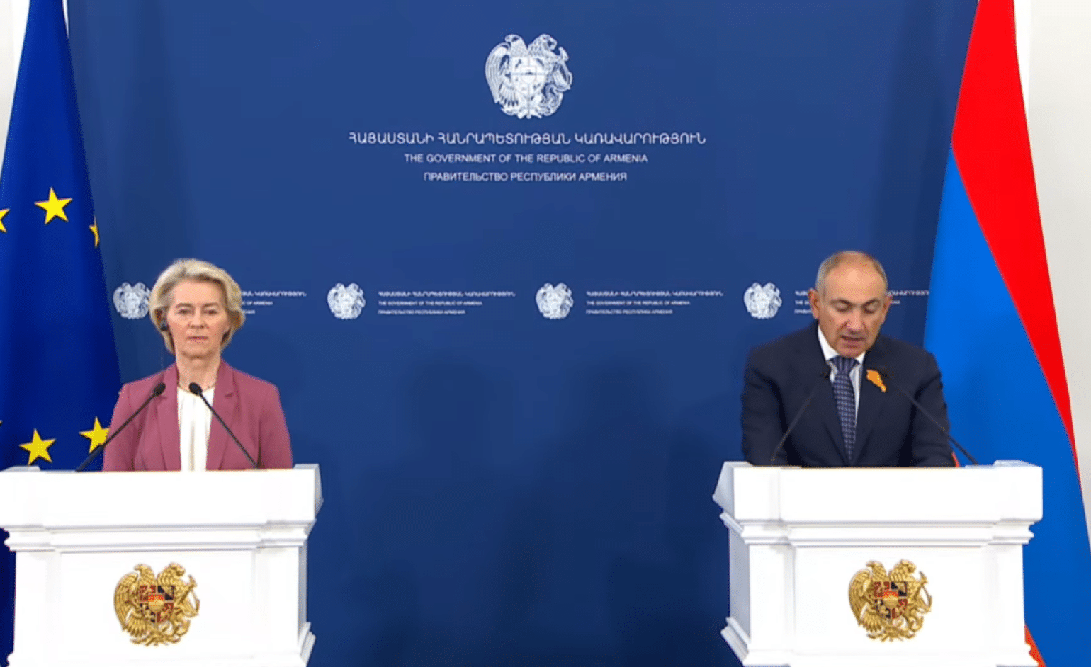 Pachinian à Ursula von der Leyen : L&rsquo;UE est l&rsquo;un des partenaires les plus fiables de l&rsquo;Arménie, l’Arménie et l&rsquo;UE sont plus proches que jamais