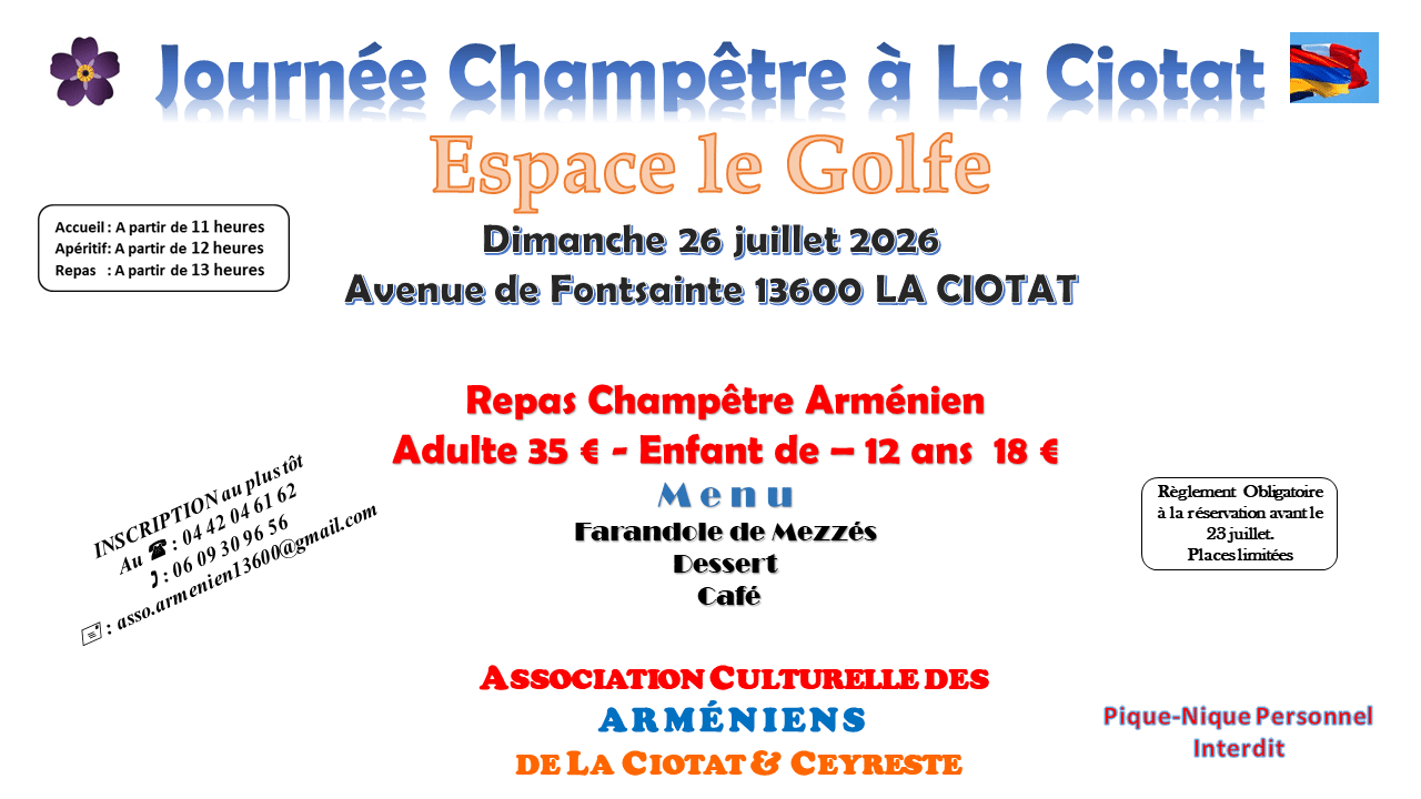 Repas champêtre et journée festive à la Ciotat le 26 juillet