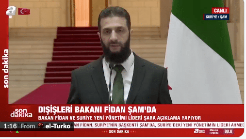 Ahmet al-Shara : La Turquie a toujours été à nos côtés ; nous reconstruirons la Syrie ensemble.