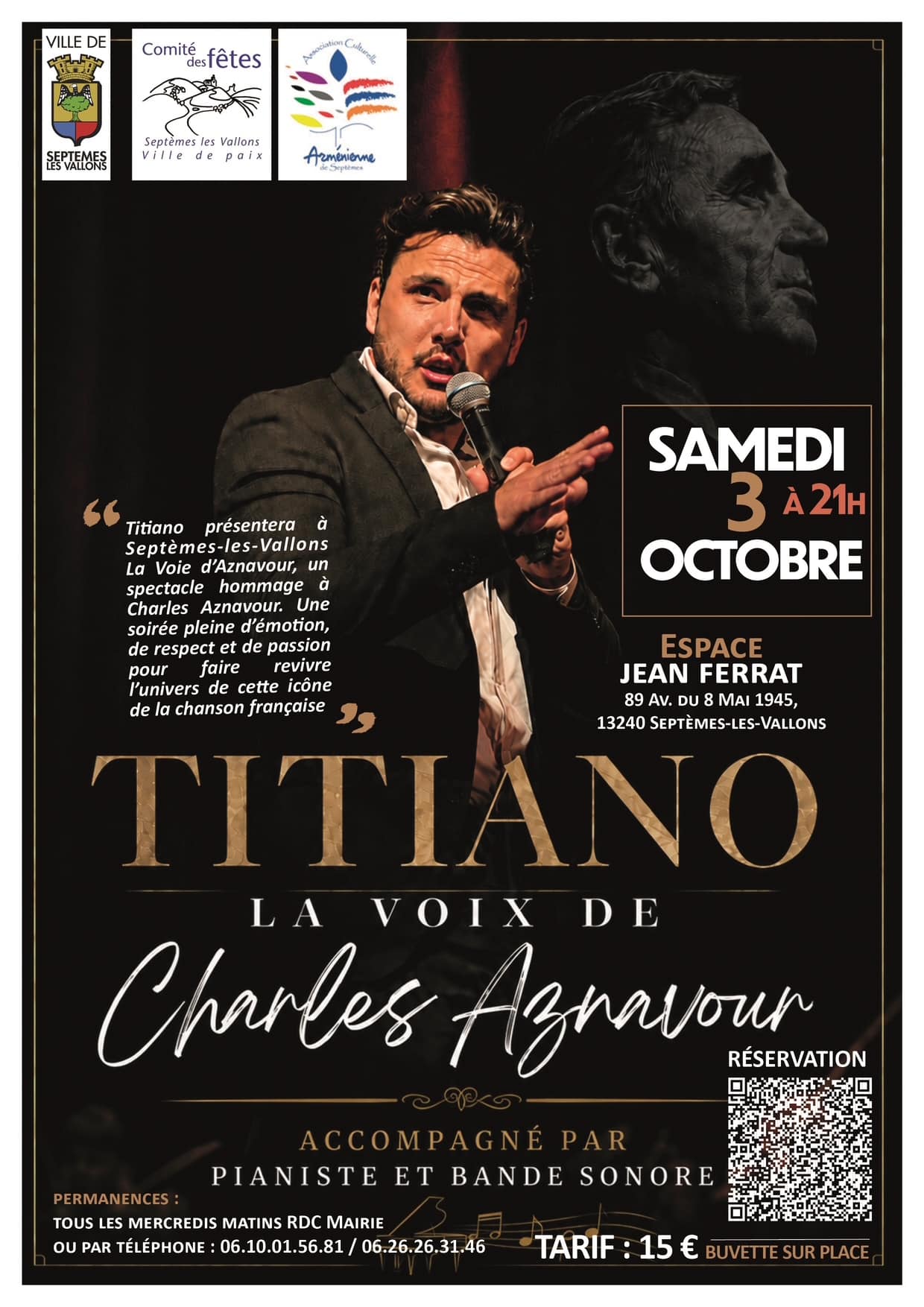 Spectacle hommage à Charles Aznavour le 3 octobre à Septèmes les Vallons