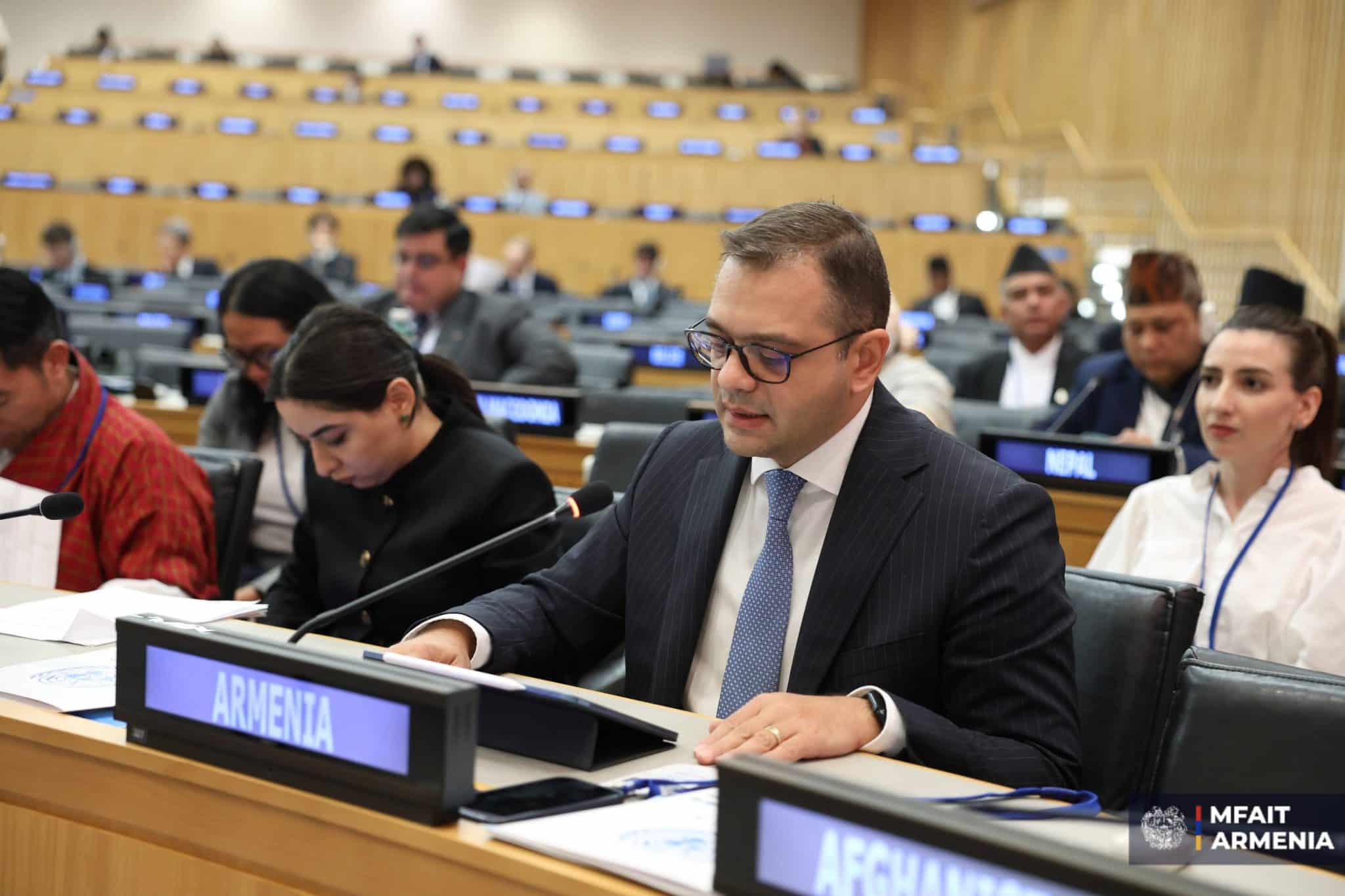 Intervention du vice-ministre arménien des Affaires étrangères Robert Abisoghomonyan à l&rsquo;ONU : le projet TRIPP est une voie commerciale essentielle
