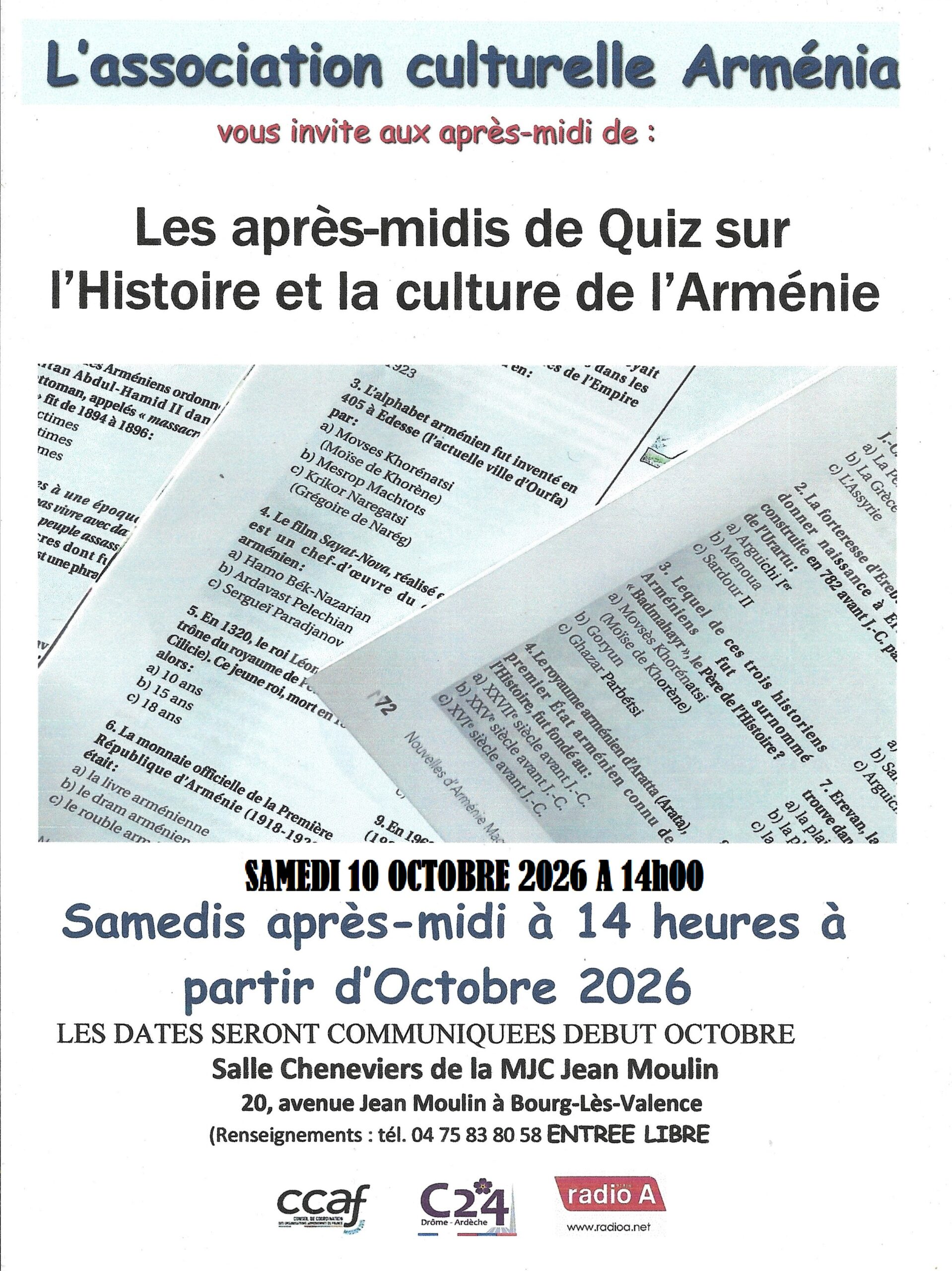 « Arménia » lance les samedis après-midi de Quiz sur l’Histoire et la culture de l’Arménie